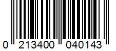 Barcode 0213400040143