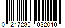 Barcode 0217230032019