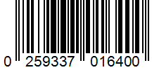 Barcode 0259337016400