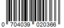 Barcode 0704039020366