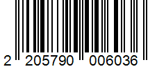 Barcode 2205790006036
