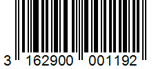 Barcode 3162900001192