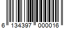 Barcode 6134397000016
